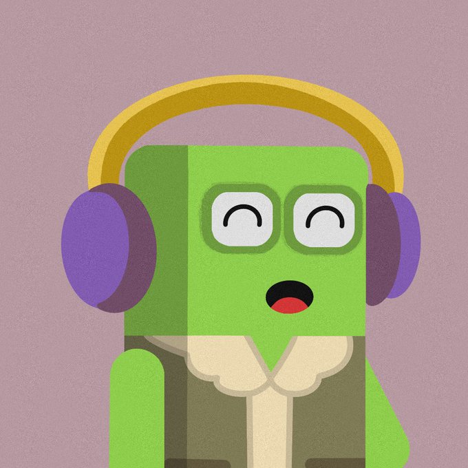 A green cartoon block character wearing purple and yellow headphones appears to be singing or speaking with a joyful expression. The image seems to evoke a sense of excitement or hype, possibly tying into the urgency of the whitelist announcement with its limited 12-hour window.