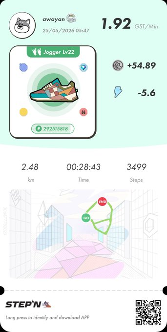 iphone screen displays a fitness tracking app, displaying the user's progress and location on a map of a city with landmarks such as a building and a tree.