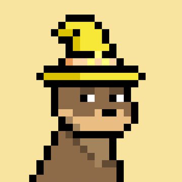 This pixel art depicts a dog wearing a wizard hat, representing "I Shiba" graduating from "Dogwartsdao Wizard Apprentice School." The image visually embodies the theme of graduation from wizarding school mentioned in the accompanying post.