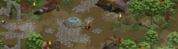 An isometric view of a digital village in what appears to be the game Relic, featuring a central stone well, cobblestone paths, trees, and small character sprites near wooden structures. The scene illustrates the in-game world where $RELIC is used as the store currency, tying into the post's announcement of the token's integration.