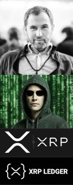 A hooded figure is depicted above the XRP and XRP Ledger logos, with the top half blurred in black-and-white and the bottom half sharp against a green digital "matrix" background. The image relates to the post by illustrating the XRP-themed context of a failed swap service hack, where Chinese money launderers attempted to steal 277,724 XRP but received back only 431, prompting the moderator's mockery with a Kim Jong-un reference.