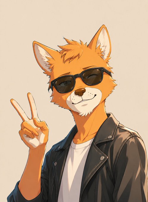 The image features a cartoon fox wearing sunglasses and a leather jacket while making peace signs with his fingers. The background of the image is white, which contrasts with the orange fur of the fox. The caption at the bottom of the image reads "gm legends wake up fresh, protect your focus today @sleepagotchi reminds us sleep is alpha".