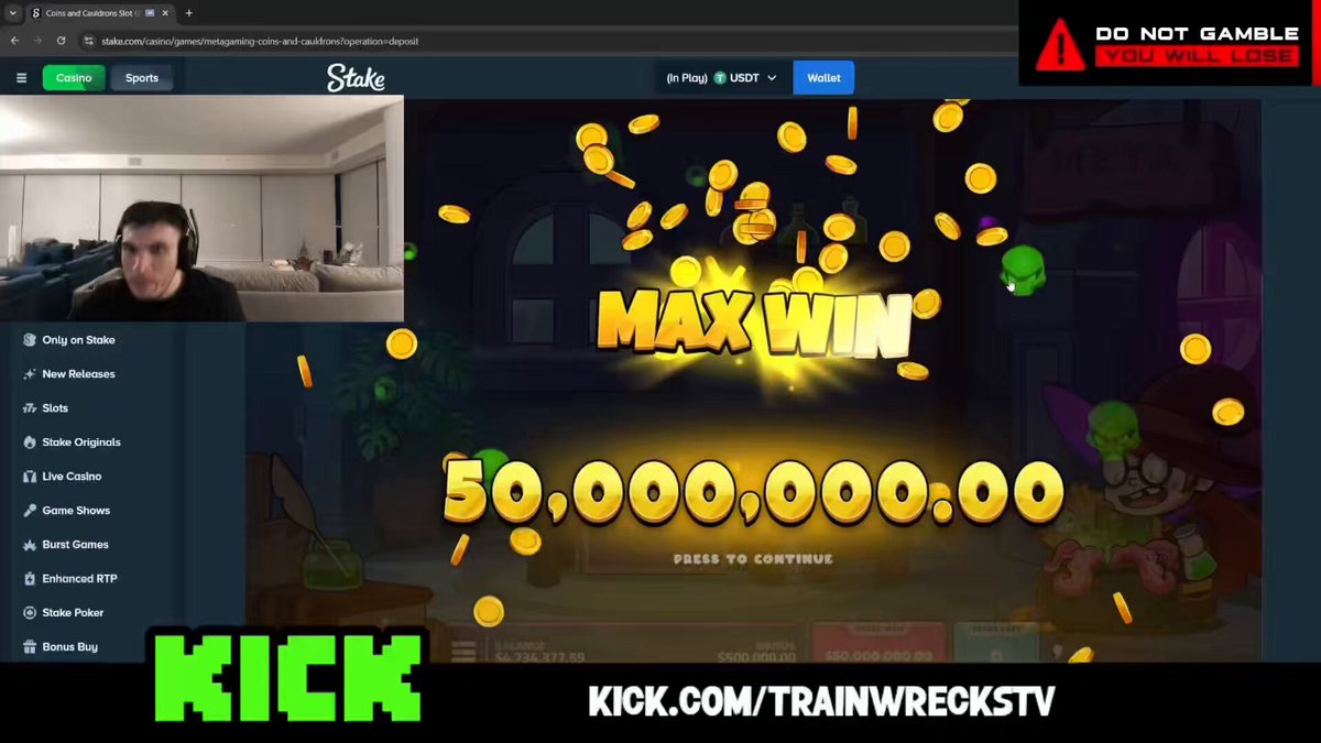 The image depicts an online casino game called "Max Win" with a person sitting down at a gaming table in front of their computer, celebrating their win by showing off the $50 Million they have just won. There are various symbols surrounding this figure who appear to be a character or some form of mascot for the platform they are playing on. The post also mentions that the player is using Stake, which appears to be a popular method of earning money from the game through donations and tokens. Overall, the image showcases an exciting moment in the player's journey and their enthusiasm about their winnings.