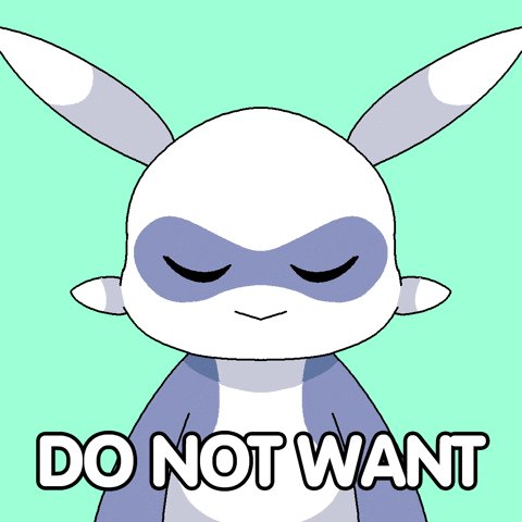 The image features a cartoon rabbit wearing a blue mask and standing against a light green background. The rabbit has its eyes closed, giving an impression of sleepiness or relaxation. Below the rabbit's head, there is text that reads "Do not want". This suggests that the image might be related to a social media post or a message about not wanting something.