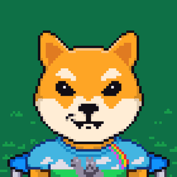 A pixel-art Shiba Inu dog appears in the image, dressed in a blue and green outfit with a rainbow cape — a caricature often associated with Vitalik Buterin, the Ethereum co-founder referenced in the post celebrating Ethereum's 11th anniversary. The dog's anthropomorphic styling and accessories playfully nod to the "woofmeister" moniker used to describe Vitalik in the accompanying message.