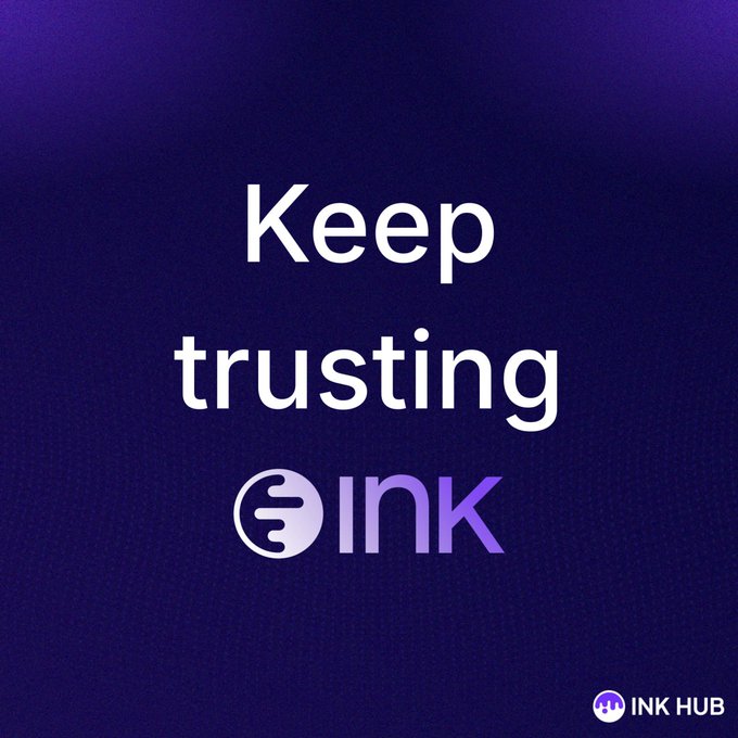 A simple purple graphic with large white text reading 'Keep trusting' above the 'INK' logo, with 'INK HUB' branding in the bottom right corner.