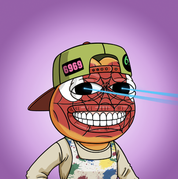 The image features a cartoon character wearing a green baseball cap with the number "69" printed on it, standing against a purple background. The character has a big smile and appears to be happy or excited about something. In the corner of the image, there is text that reads "@FROGE69mg Been seeing it a bunch lately and @69mg_dutch is a solid builder and one of our newest @quirkiesnft holders too Excited to learn more and meet more of the community." The character's position in the center of the image, along with its big smile, suggests that they are the main focus of the post.