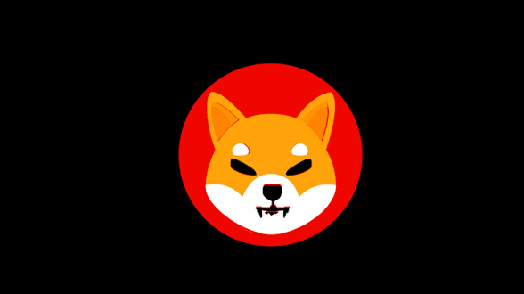 Shiba Inu (SHIB) cryptocurrency logo showing an orange Shiba dog face inside a red circle on a black background.
