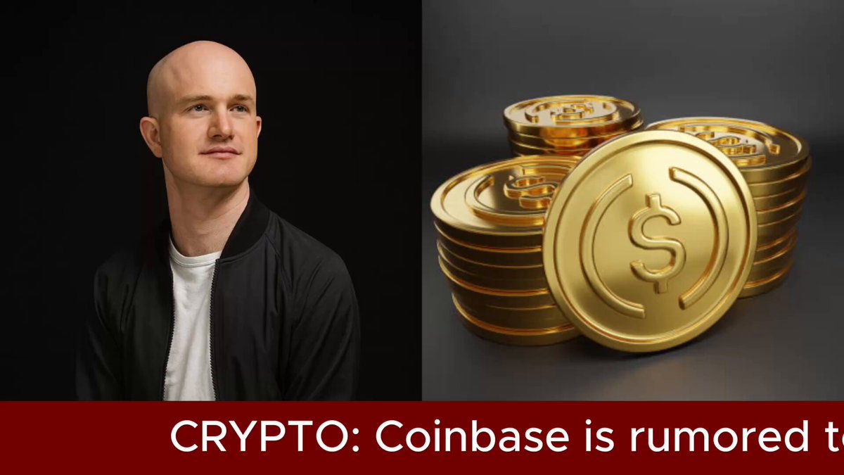 The image features a man with a bald head, wearing a black jacket, standing next to stacks of gold coins. The text "Crypto: Coinbase is Rumored t" is present in the image as well. This suggests that there might be some speculation or rumors about the cryptocurrency coinbase platform being discussed on this post.