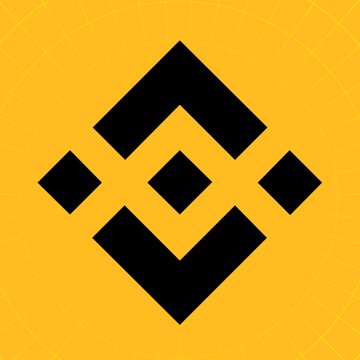The Binance cryptocurrency logo, featuring black diamond shapes arranged on a yellow/gold background.