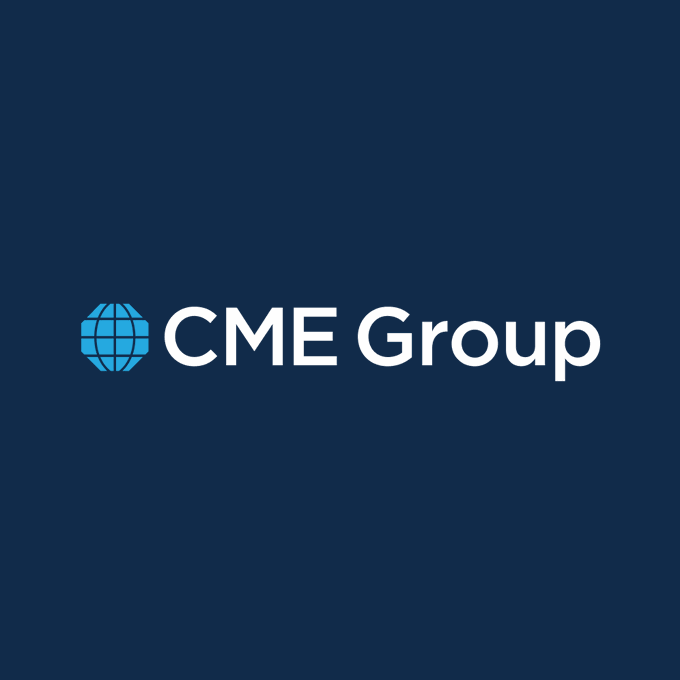 The image displays the CME Group logo, featuring a blue globe icon beside the white "CME Group" text on a dark navy background. This branding corresponds to the announcement that CME Group, a major derivatives marketplace, will be launching futures contracts for Bitcoin Cash ($BCH) and Uniswap ($UNI) on October 19.