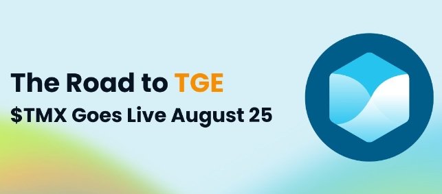 Promotional graphic for TermMax announcing "The Road to TGE — $TMX Goes Live August 25," featuring the platform's blue cube logo against a soft gradient background, teasing the upcoming Token Generation Event highlighted in the post.