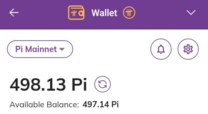 A Pi Network wallet screenshot showing a total balance of 498.13 Pi and an available balance of 497.14 Pi on the Pi Mainnet. The image illustrates the post's suggestion of holding Pi cryptocurrency long-term to potentially see its value grow in the coming years.