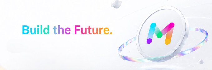 A banner with the text 'Build the Future.' in gradient colors next to a 3D circular emblem featuring the 'M' logo with colorful streaks.