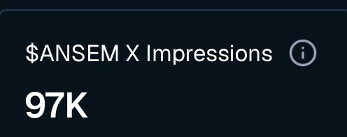 A dark interface screen displaying '$ANSEM X Impressions' with a count of 97K and an info icon.