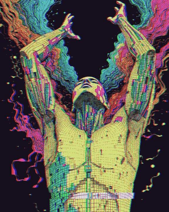 The image shows a colorful cartoon-like drawing of an illustrated man who appears to be lifting his arms, as if he's reaching for something or trying to rise from the ground. The colors used are mainly blue, green, and purple, giving the drawing a vibrant and playful atmosphere. The caption below the artwork states: "Gm "The Price of Ascension". This phrase is likely a reference to the artist's work and its underlying theme of rising above circumstances or challenging expectations. The painting could be interpreted as an artistic representation of someone trying to overcome obstacles, just like in the popular quote by William Shakespeare's Hamlet from Act III, Scene II: "To rise, I had to leave them behind."
