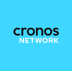 A turquoise square logo displays the text 'cronos NETWORK' in black and white lettering.
