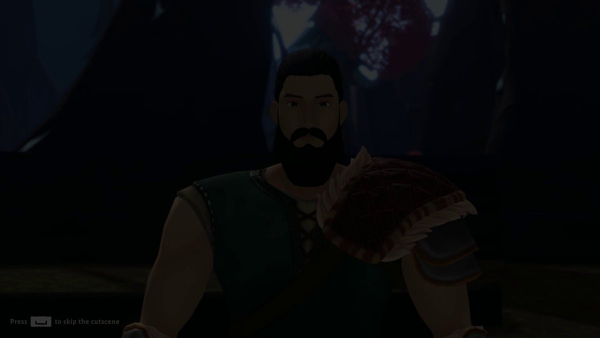 The image features a man with a beard, wearing a green shirt, standing against a dark background that includes trees and mountains. The caption reads "Fin has been swimming around Floki Island for a few days now. Have you tamed one yet? What's your favorite ability?". This suggests that the post is related to Fin's swimming abilities or his role in the game.
