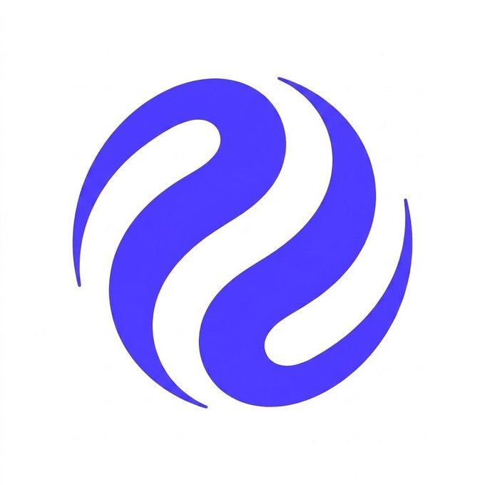 A blue stylized logo featuring interlocking curved lines resembling an "S" within a circular motion design, representing the Injective crypto project's emblem. The post clarifies that despite community speculation, this unchanged Injective logo is unrelated to any new graphics shared by Zealy campaign participants.