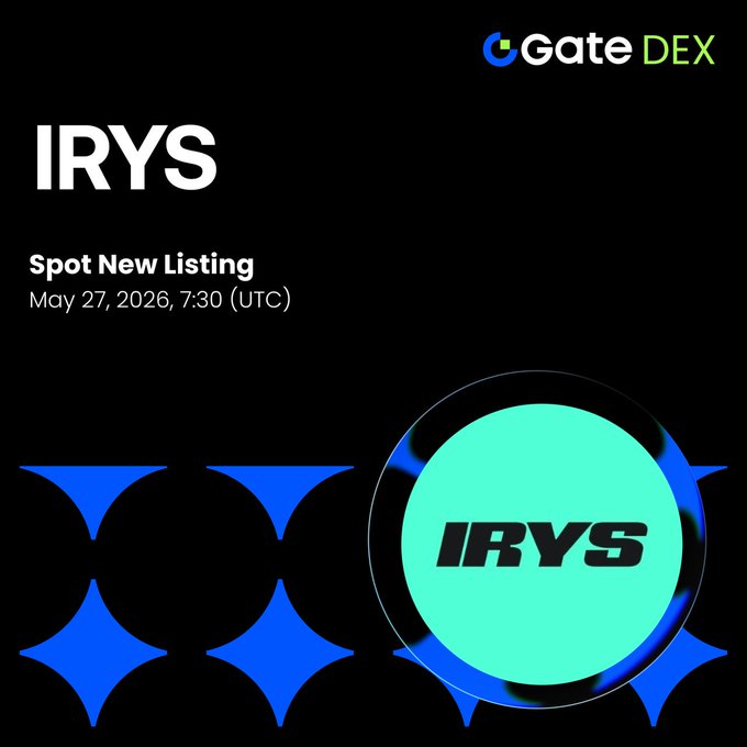 The image features a black background with white text that reads "IRYS" followed by a blue circle containing the word "IRYS" written inside of it, along with some numbers. The text also includes details about an event or promotion related to the company "IRYS".