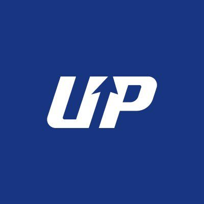 The image shows the white Upbit logo, featuring stylized "UP" lettering with an integrated upward-pointing arrow, set against a solid dark blue background. This branding represents the Upbit cryptocurrency exchange mentioned in the post as it prepares to list Biconomy (BICO), Bubblemaps, and two other new tokens with BTC and USDT trading pairs on August 21.