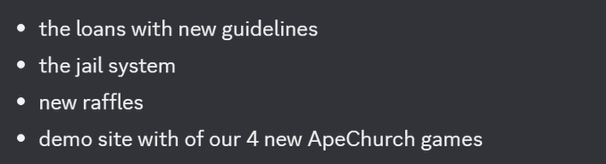 The image features a grey background with white text that reads "the loans with new guidelines", followed by three bullet points explaining the new guidelines for the jail system, new raffles, and a website link for more information about these new guidelines.