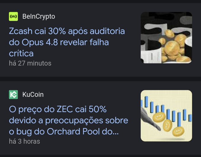 The image features a screenshot of a Facebook page with two different posts. The first post, written in English, reads "Zcash cai 30% apos auditoria", indicating that the person is promoting or discussing Zcash. The second post uses an image of golden coins and text suggesting it could be related to cryptocurrency exchange KuCoin. The bottom part of both posts displays the names of the people who posted them, possibly discussing the benefits or issues associated with these platforms. The focus on the content in the image demonstrates how Facebook can serve as a platform for sharing information about various topics, including finance and technology.