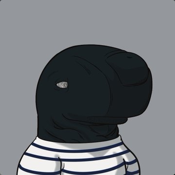 The image features a cartoon depiction of a whale wearing a striped shirt, standing against a gray background. The whale has a black body with white stripes running down its neck and face. The caption below the image reads "GM Wednesday'S are for the Whales! Happy Whale Wednesday gang".