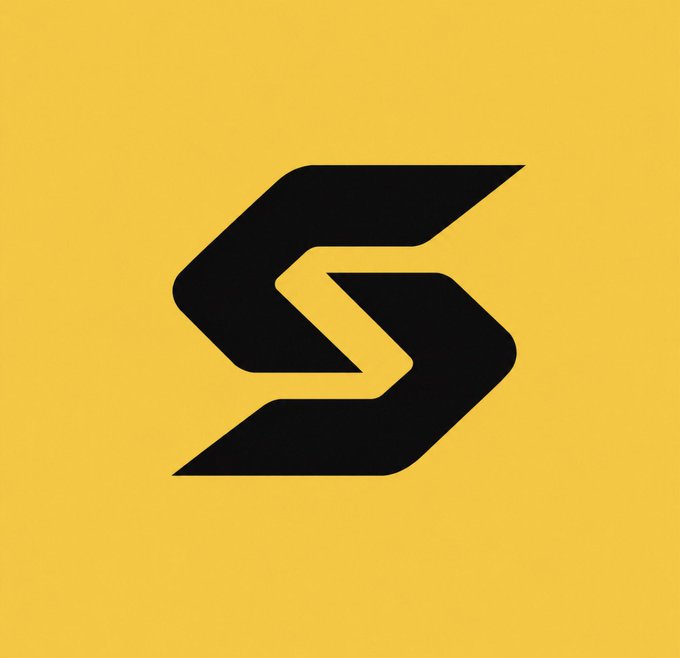 A minimalist logo featuring a black stylized 'S' symbol on a bright yellow square background, representing the Solana cryptocurrency.