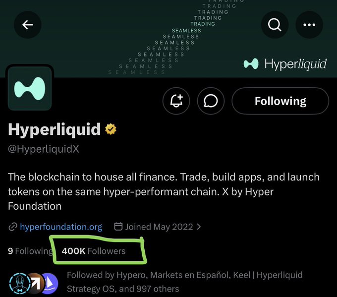 The image shows a screenshot of a social media post from Hyper Liquid, an online cryptocurrency marketplace for trading tokens that uses a unique trading token. There are several followers on the page, with one person having 4.8K followers. The text appears blurry in the bottom right corner of the screen and indicates the Twitter handle "@solana" is at the top left corner, possibly connected to this post or the social media platform itself.