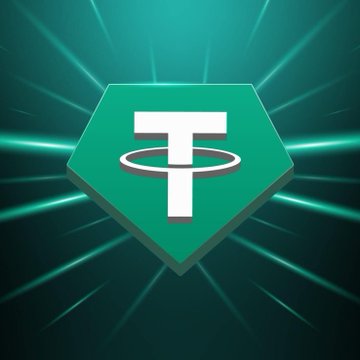 A green hexagonal Tether (USDT) logo with its signature "T" symbol appears against a teal background with radiating light beams, visually representing Tether's $20 million strategic investment in Argentine fintech Ualá to expand its presence in markets where cryptocurrency serves practical financial purposes beyond speculation.