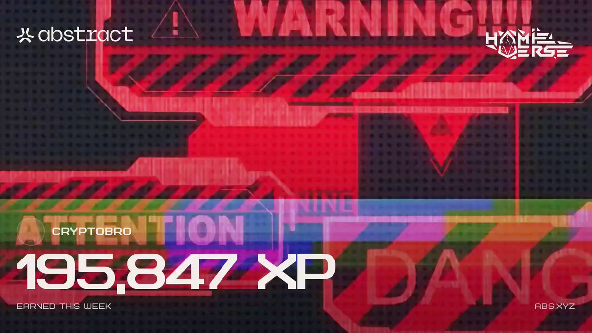 The image shows an abstract graphic design with a red background featuring a warning sign for "DANG" written in white letters, along with other text elements such as "WARNING!", "HANIE-VERB", "CRYPTOGRAPHY!", and numbers like "95.847.743 XP". The post is titled "Am I missing something, or did nobody score more XP than me this week? I’ve seen a lot of people saying their XP dropped significantly this round. But honestly, the reduction didn't feel that dramatic to me."