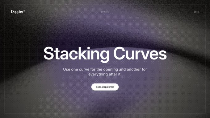 A purple-themed webpage or app screen for 'Doppler' featuring the headline 'Stacking Curves' and the description 'Use one curve for the opening and another for everything after it.'