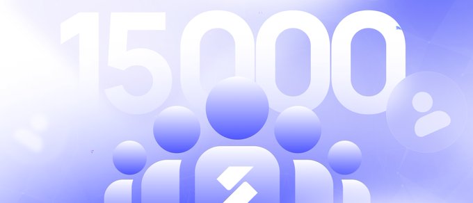 Light purple graphic featuring large white numerals '15000' with stylized 3D human figures and a person icon below.