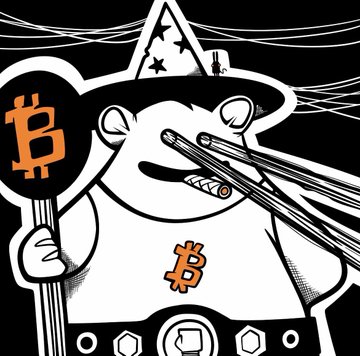 The image features a cartoon illustration of a person wearing a wizard's hat, holding a magic wand with a Bitcoin symbol on it. The text in the image reads "Thanks to @giggiart and @inksonchain for this absolutely stellar rendition of Wizzy Grizzy I especially love this little creature riding on the wizard hat Stay $GRIZZY".