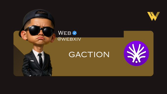 The image features a cartoon character wearing sunglasses and a suit standing against a black background with a purple logo that reads "gactionion". Below this, there's a caption that says "A good referral doesn't just onboard someone, it gives them a head start. Refer a friend to ActionFi today and they’ll lock in a permanent 1.5x multiplier on every Epoch 6 task." The cartoon character is wearing sunglasses which adds a playful touch to the image.