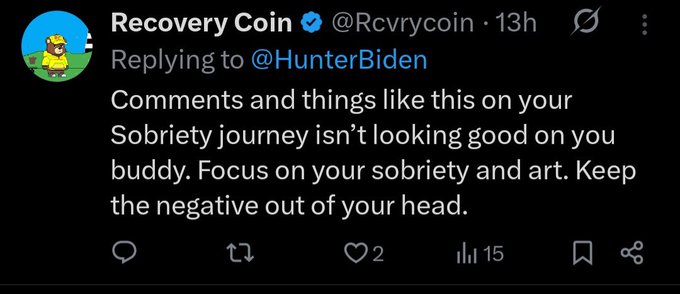 The image features a Twitter post with a caption that reads, "I think its working team Can we be an influence on the world as well you think?". The post includes a link to a website called "RCVRY". This suggests that the post is related to the recovery coin hashtag and possibly discussing the impact of the recovery coin.