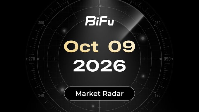 A promotional graphic with 'BiFu', 'Oct 09 2026', and 'Market Radar' displayed on a circular radar/scope background in gold and white text.