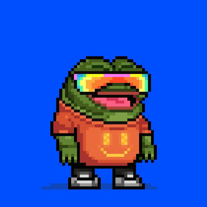 The image is a vibrant representation of a game character, likely from a pixel art game. It's depicted with a spirited demeanor, wearing sunglasses and a shirt that radiates positivity. The image relates to the accompanying text, "In case you didn't know $BNKR fvcks," by personifying the character with a joyful expression that might humorously embody the spirit or attitude of "$BNKR," possibly suggesting resilience or a bold personality despite any setbacks.