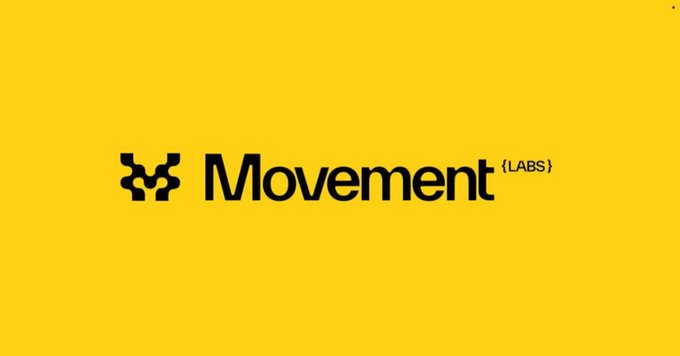 A logo for 'Movement {LABS}' featuring a black geometric symbol on a solid yellow background.