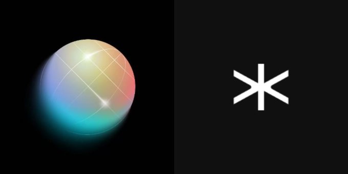 A side-by-side image displaying the logos of two early crypto projects: a colorful, iridescent sphere with a grid pattern representing Metalpha (ticker potentially META or similar), and a white asterisk-like symbol on black representing Worldcoin (WLD), the latter being built on Solana and notable for acquiring an $80,000 domain.