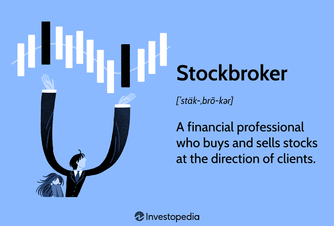 An Investopedia-style infographic defines a "Stockbroker" [ˈstäk-ˌbrō-kər] as "A financial professional who buys and sells stocks at the direction of clients," illustrated by a stylized figure raising a stock chart above their head. 

The image relates to the accompanying post by visually framing the term "StonkBrokers"—a play on "stockbroker"—as it announces its new partnership with DEX UP and the resulting 420% price surge, highlighting the group's role in executing trades/moves on behalf of its community.