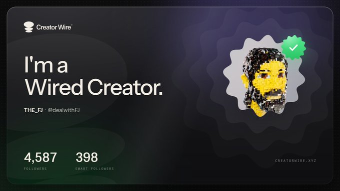 A "Wired Creator" badge for "THE_FJ" with 4,587 followers and a pixelated avatar relates to the post's celebratory "taco Tuesday" announcement.