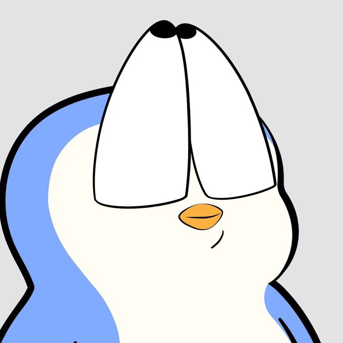 An illustration features a stylized penguin-like character with two large white flaps covering its eyes, a yellow beak, and a blue body.
