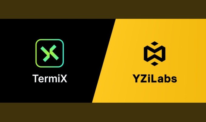 A graphic displaying two logos side-by-side: a green square icon labeled 'TermiX' on a black background, and a black geometric icon labeled 'YZiLabs' on a yellow background.