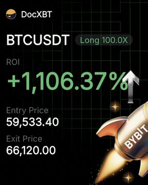 The image shows a cryptocurrency trading screenshot from DocXBT featuring a BTCUSDT long position with 100x leverage, achieving an ROI of +1,106.37% with an entry price of $59,533.40 and exit price of $66,120.00. The post's chant of "saylor, saylor" appears to mock MicroStrategy's Michael Saylor, a prominent Bitcoin advocate, while the "fuck you" likely celebrates the massive leveraged BTC gain shown in the image as a dismissive response to Saylor's perpetual Bitcoin advocacy.