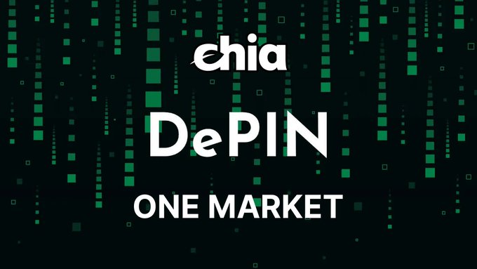 The image features a banner for a company named "De Pin" that is related to the social media platform "Chia". The text on the banner reads "If someone can implement De Pin technology on Chia, it could attract many new farmers, bring real money into the ecosystem, and completely destroy competitors like $FIL, $STORJ, and others". This suggests that the company behind the "De Pin" technology is looking to disrupt traditional social media platforms by offering a more focused and efficient way for users to connect with each other. The image also includes a green background with white squares, which could be interpreted as a representation of the "Chia" logo or branding.