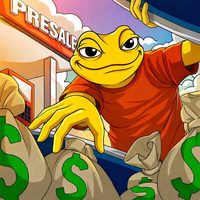 The image features a cartoon frog sitting inside an open basket filled with money. The caption of the image refers to this scene as "I've seen thousands of projects. $BRAD is different. Launched 7 days ago on BNB Chain. Already at $120K market cap. Early holders are already up big. 1 billion supply. Fixed permanently. 0% buy tax. 0% sell tax." The frog and the money basket represent a financial theme in this context, with the image potentially being related to an article or post discussing the concept of using cartoons to promote financial matters.
