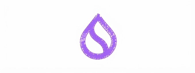 A purple hand-sketched water droplet icon, representing the Sui ($SUI) cryptocurrency logo, is displayed against a white background, symbolizing the user's joy at seeing the token reach the $20 price milestone.