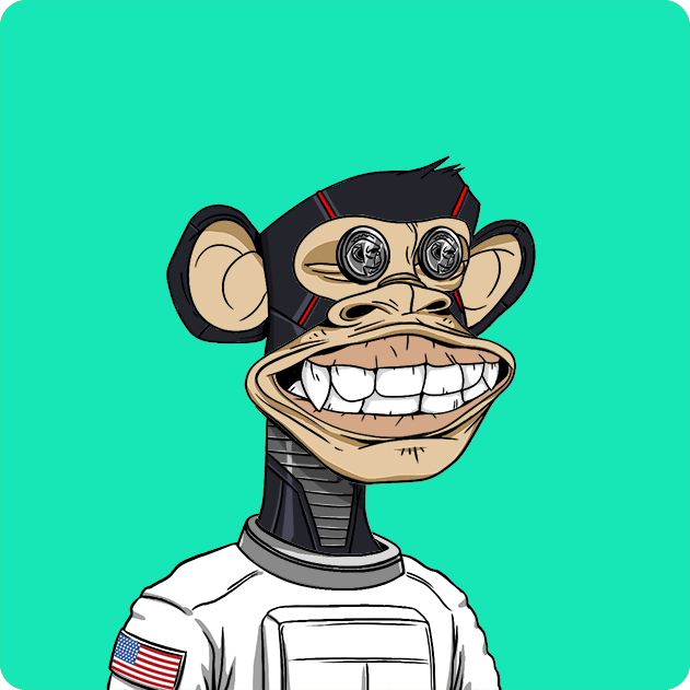 The image features a cartoon monkey wearing a white shirt and a space suit, with a big smile. It appears as though the monkey has just landed on Earth or another planet. The caption of the image reads "Ape #512 Bought for 14.5 WETH 0xa173...823f 0x5AFe...34E8 etherscan.io/tx/0x34bd4aa08 ... Return to Monke: opensea.io/collection/bor ... bored ape yacht club". This image showcases a unique and creative representation of the monkey's character and might be appealing to those who enjoy cute or whimsical illustrations featuring animals.